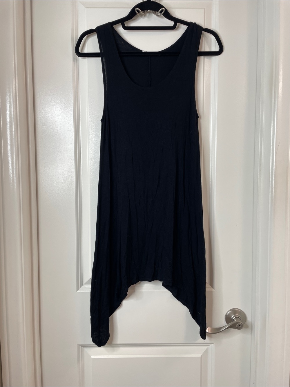 Heart Hips Black Asymmetrical Handkerchief Hem Tank